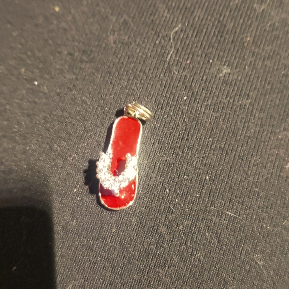 925 silver Crystal flip-flop charm